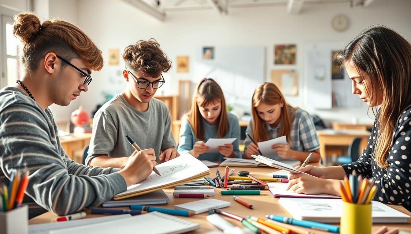 Students working in research laboratory