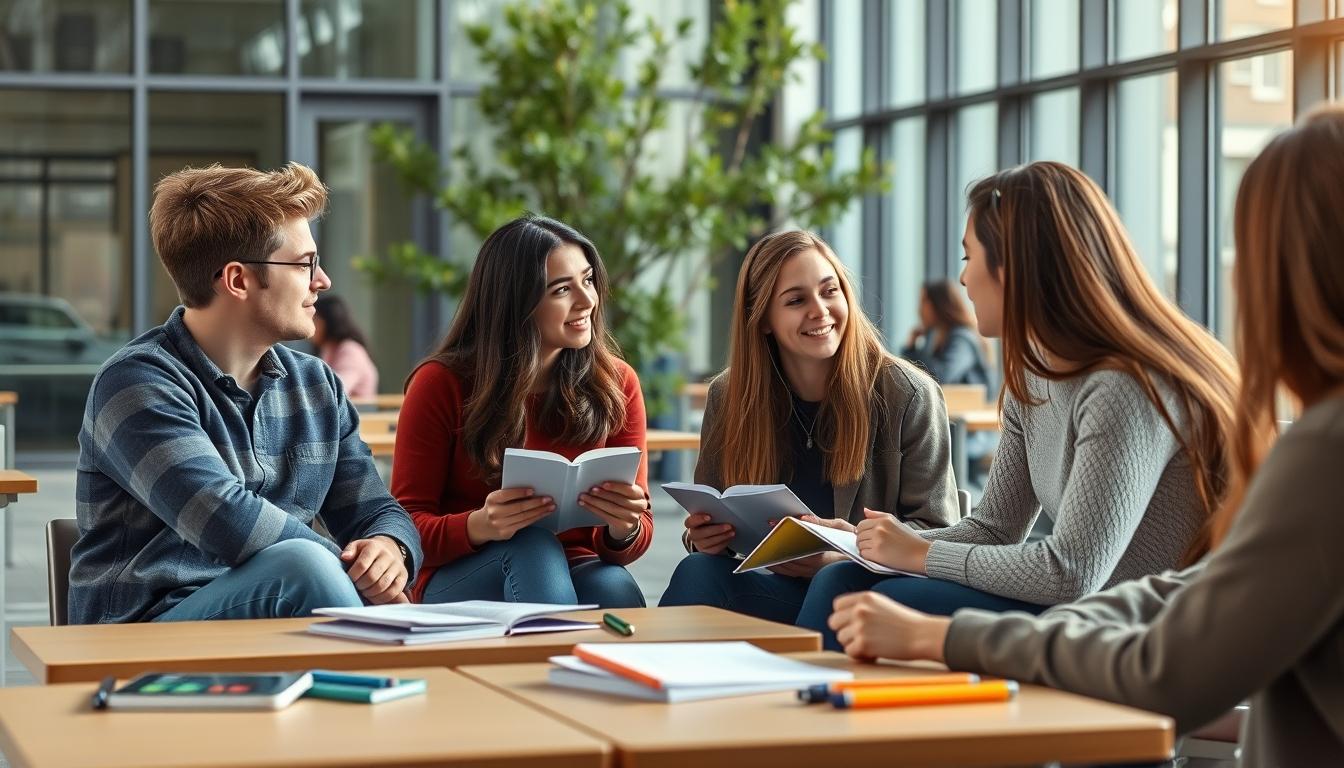 Students collaborating in study space